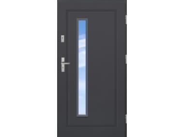 Zdjęcie: Drzwi zewnętrzne stalowo-drewniane Disting Mario 04B Antracyt 90 cm prawe KR CENTER