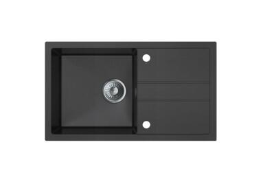 Zdjęcie: Zlewozmywak granitowy Bravo New 1-komorowy grafitowy 76x44x19,5 cm syfon manualny MILÓ