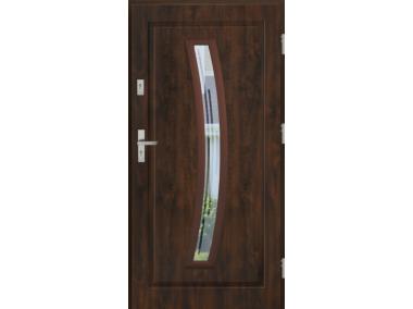 Zdjęcie: Drzwi zewnętrzne stalowo-drewniane Disting Mario 02 Orzech 90 cm prawe zamek listwowy KR CENTER