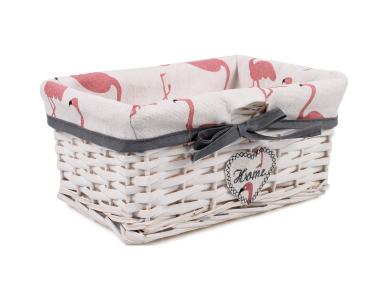 Zdjęcie: Szuflada wiklinowa z materiałem w flamingi 24x16x11 cm TIN TOURS