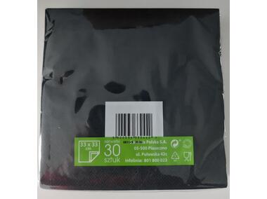 Zdjęcie: Serwetki stołowe czarne 33x33 cm - 30 szt. GROSIK