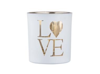 Zdjęcie: Świecznik szklany biały ze złotym wnętrzem 7x8 cm Love ALTOMDESIGN