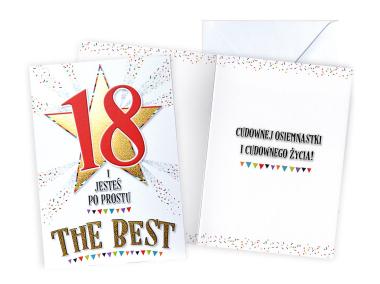Zdjęcie: Karnet V-086 Urodziny 18 - osiemnastka, jesteś the best KUKARTKA