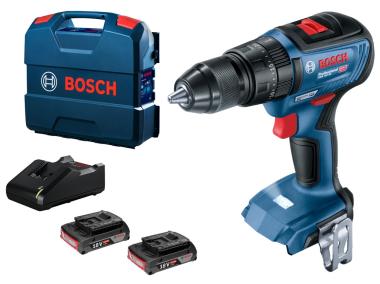 Zdjęcie: Wiertarko-wkrętarka udarowa GSB 18v-50 - 2x2,0Ah + ładowarka + walizka L-Case BOSCH