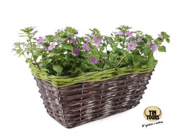 Zdjęcie: Balkonówka doniczka wiklinowa z folią na kwiaty 31x17x14 cm brąz-zieleń TIN TOURS