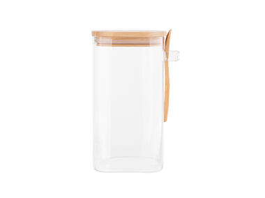 Zdjęcie: Pojemnik kwadratowy Borosilikat 1200 ml z bambusową pokrywką i łyżeczką ALTOMDESIGN