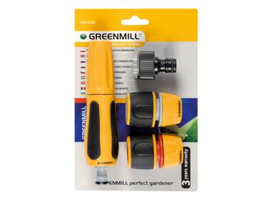Zdjęcie: Zestaw złączek na wąż 1/2 na kran 3/4-1/2 GREENMILL AQUASYSTEM