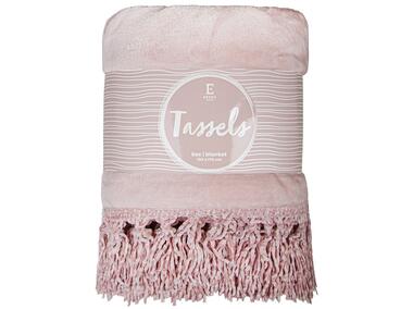 Zdjęcie: Koc z frędzlami Tassels 130x170 cm różowy BBK