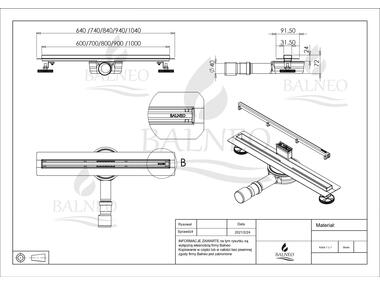 Zdjęcie: Odpływ liniowy prysznicowy Slim & Low ProLine Inox 60 cm (wąski) BALNEO