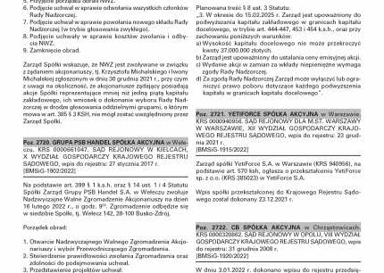 Informacja o publikacji ogłoszenia w Monitorze Sądowym i Gospodarczym.
